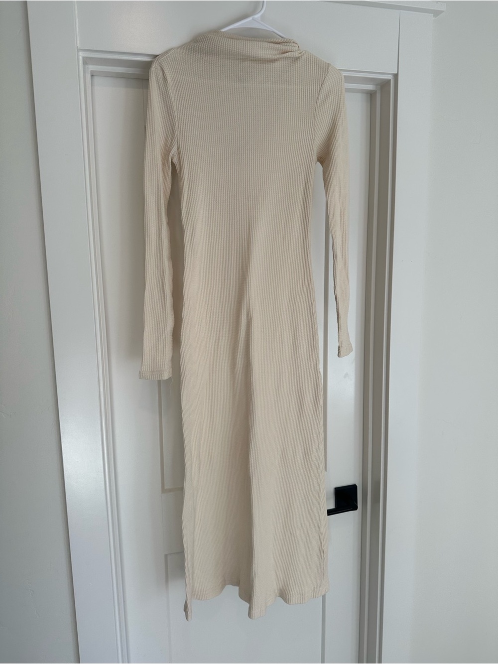 Free People Ribbed Long-Sleeve Maxi Dress in Cream